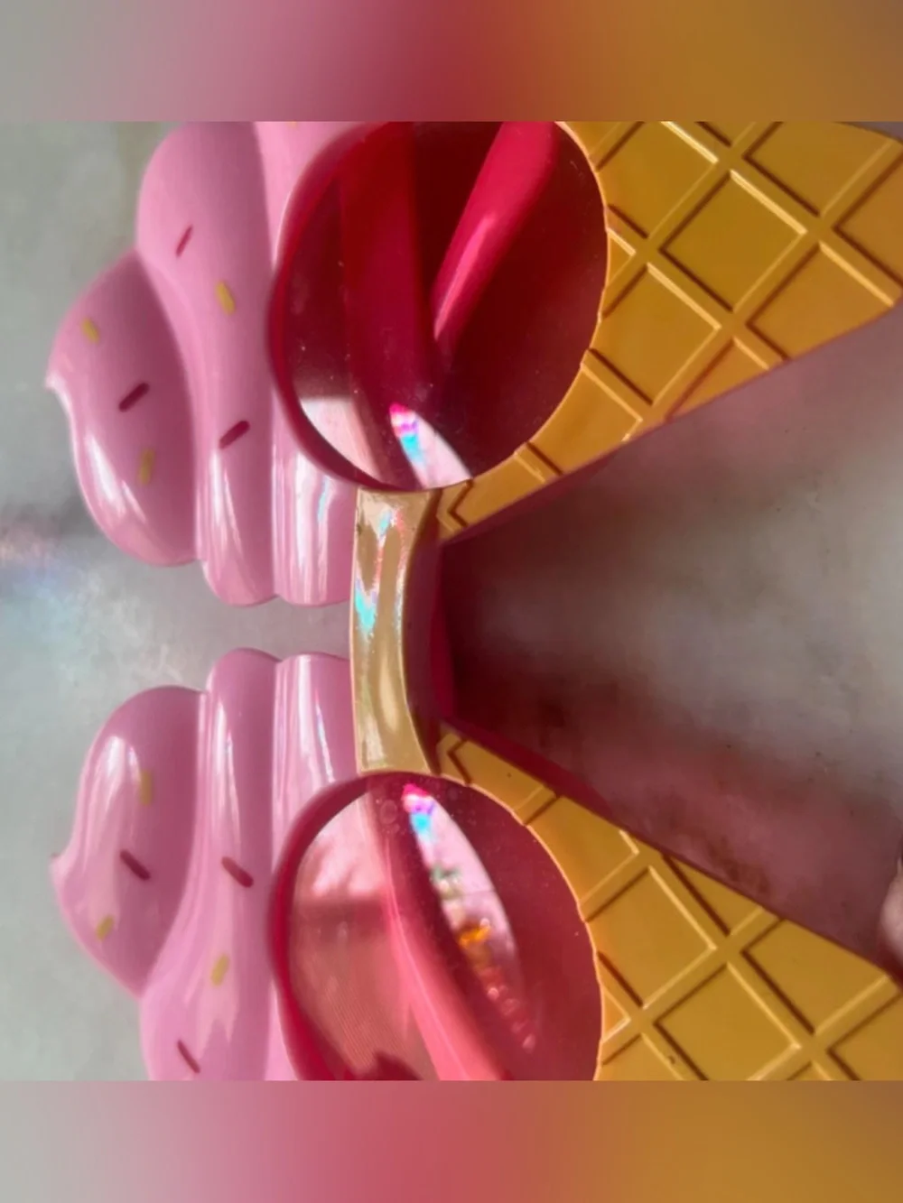 Ice Cream Cone Novelty Sunglasses - Pink and Yellow
